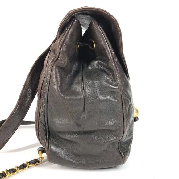 CHANEL Matelasse Quilted Vintage Drawstring Chain Backpack Lambskin Black - Picture 8 of 16